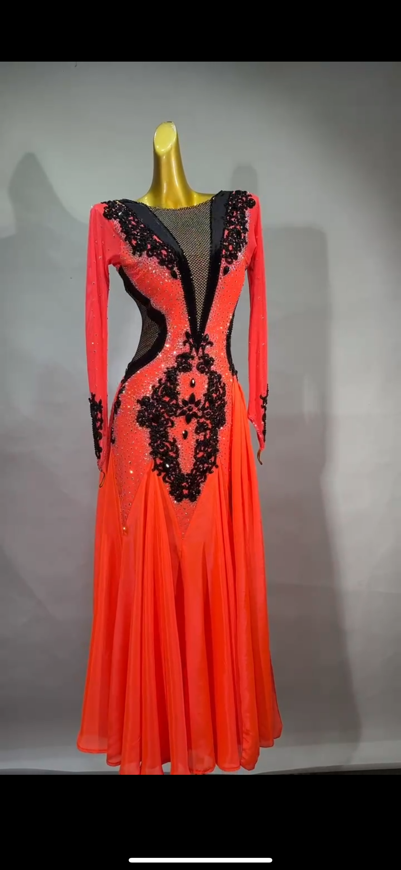 MINEJAS.S015 Orange Costume with Black Lace flowers