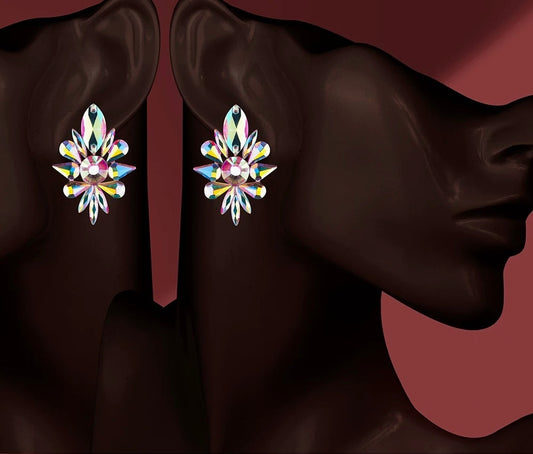 MS-31 Radiant Crystal Leaf Statement Earrings for latin dance ballroom dance