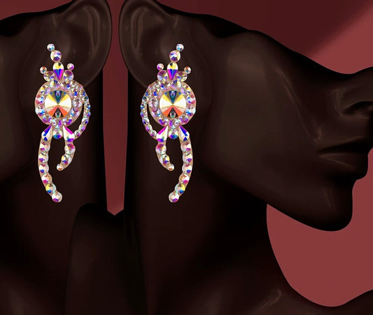 MS-35 Celestial Crystal Swirl Drop Earrings