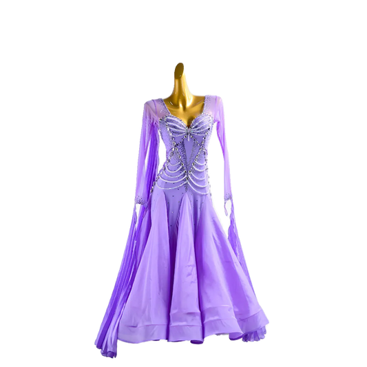 PERMINO.B030F Purple ballroom dance costume