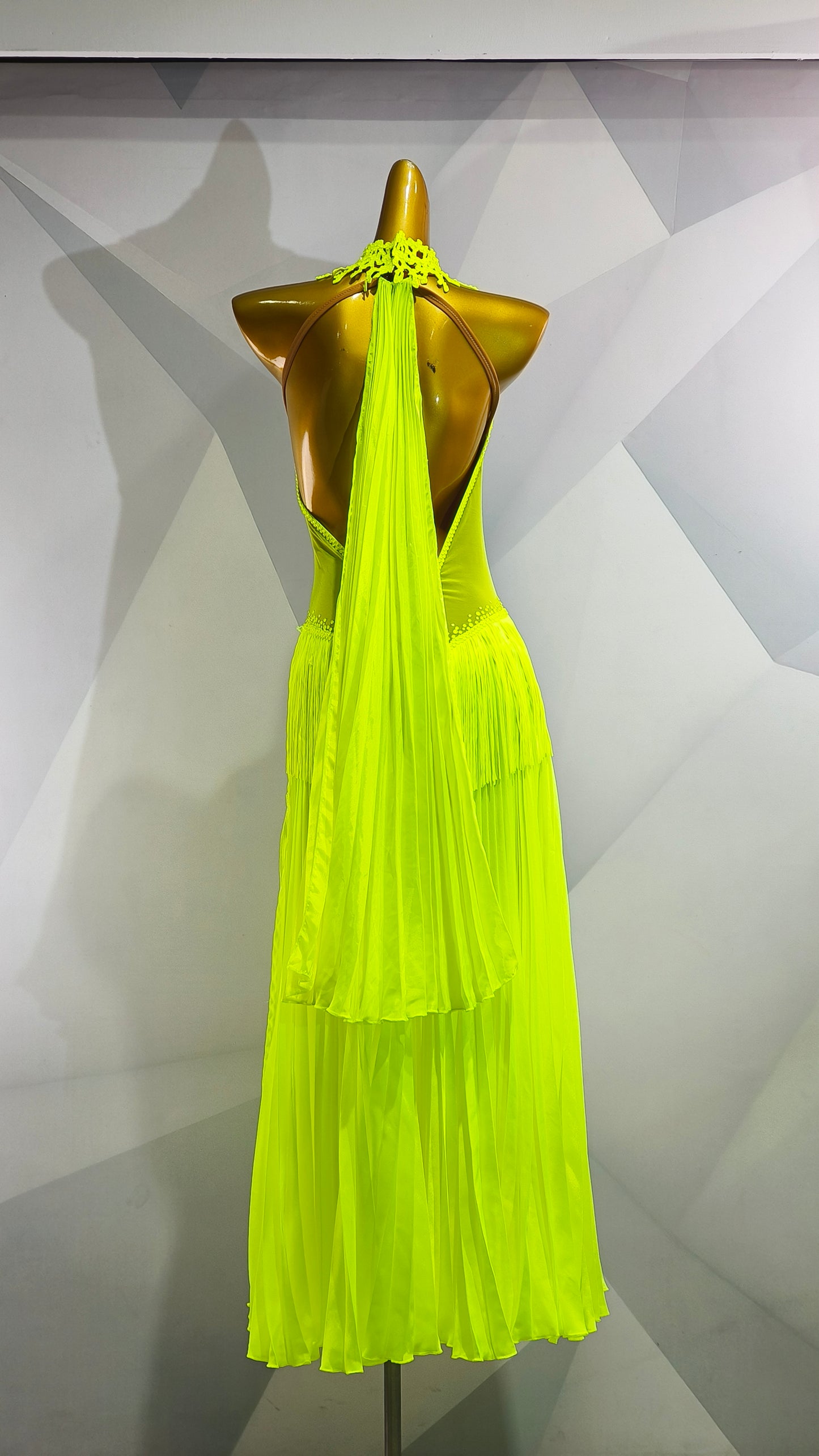 MINEJAS.S011F Vibrant Neon Green American Smooth Dress