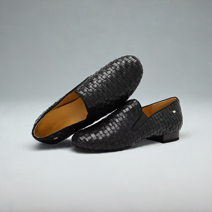 Elegant Black Woven Leather Men’s Dance Shoe BY DORIN FRECAUTANU